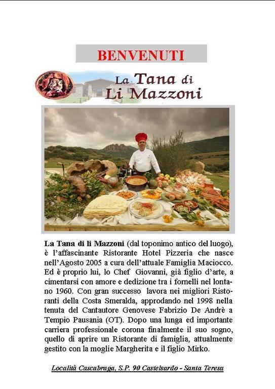 Hotel Ristorante La Tana Di Li Mazzoni Trinità dʼAgultu Zewnętrze zdjęcie